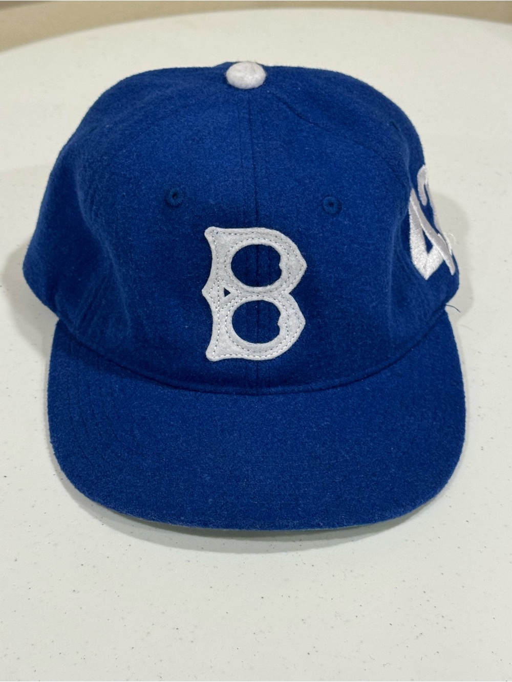 Vintage Retro Style Blue Wool Dodgers Baseball Hat Cap w/White Embroidering 42
